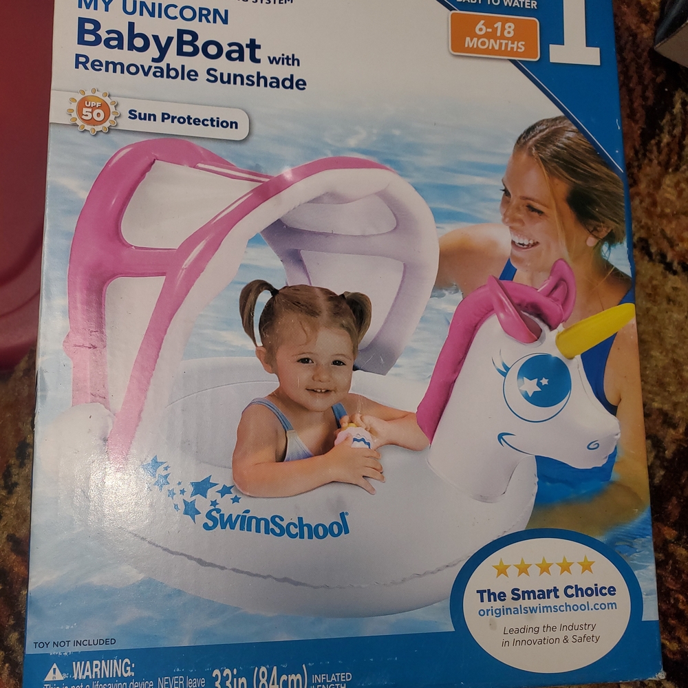 SwimSchool Unicorn Baby Boat with Sunshade